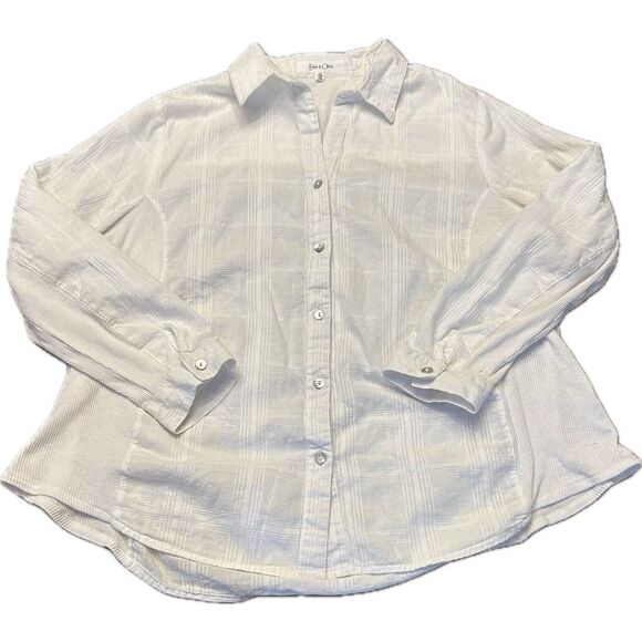 Eden & Olivia Tops - Eden & Olivia‎ White Top Blouse Shirt 1X Button Cotton Summer